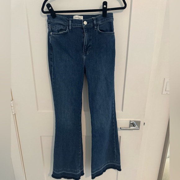 FRAME Le Easy Flare Released Hem Jeans, Size 28, Blue Thunderstorm - Picture 5 of 9